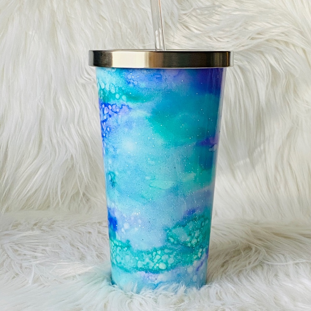 Customized marble glitter tumbler